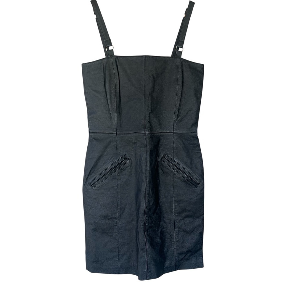 Vintage Newport News Black Leather Dress Size 6
